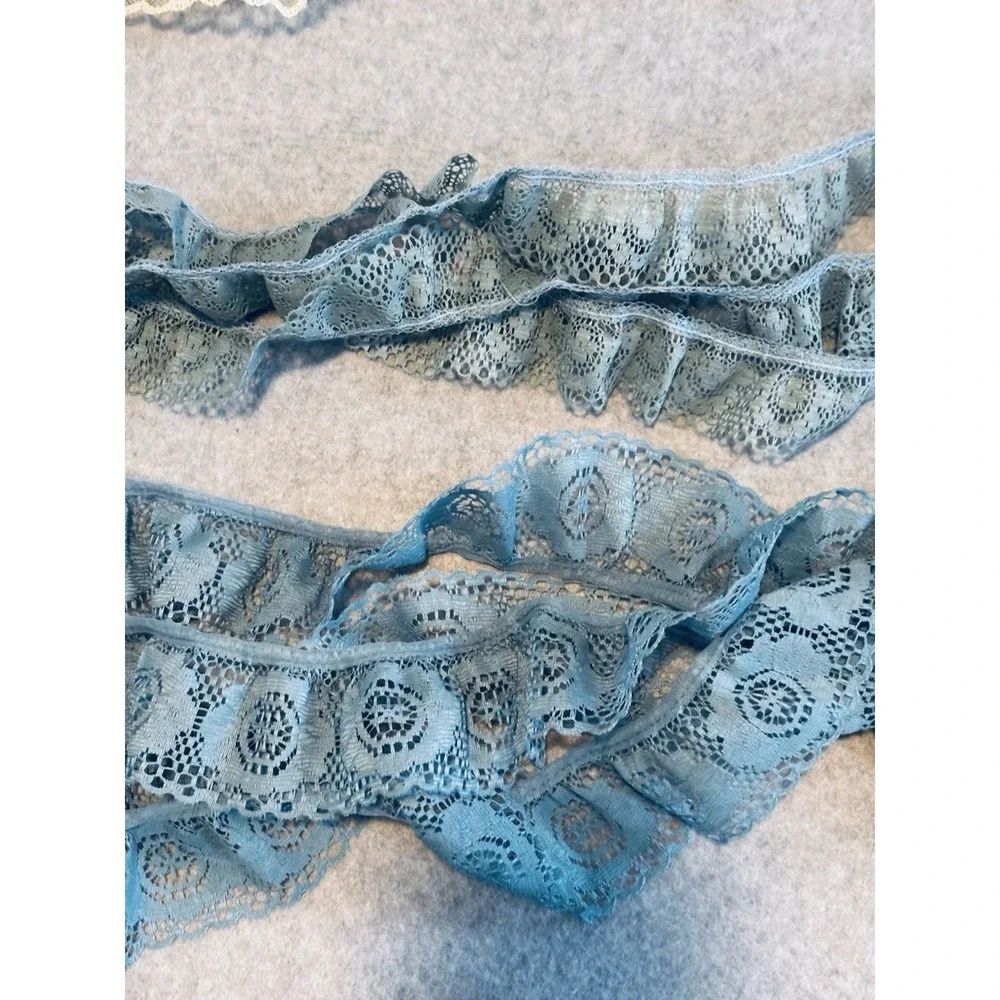 Lot of New Vintage Scalloped Lace Trims Sewing Craft Teal‎ White Pink Blue Green
